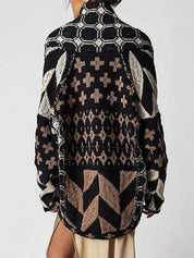 Collared Neck Long Sleeve Cardigan | Cardigans Daverri Fashions