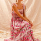 SO ME floral maxi dress with ribbon tie lace straps and ruffled tiered hem