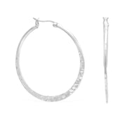 Sterling Silver Hammered 42mm Hoop Earrings 42mm Earrings