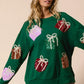 BiBi Sequin Christmas Gift Box Embroideries Pullover - DAVERRI FASHIONS