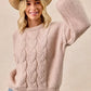 BiBi Cable Knit Sweater with Shoulder Braid Detail - DAVERRI FASHIONS