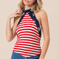 BiBi Stripe Jersey with Star Halter Neck with Tie Back Tops