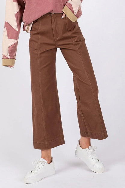 SAGE + FIG Wide Leg Cropped Pants - DAVERRI FASHIONS