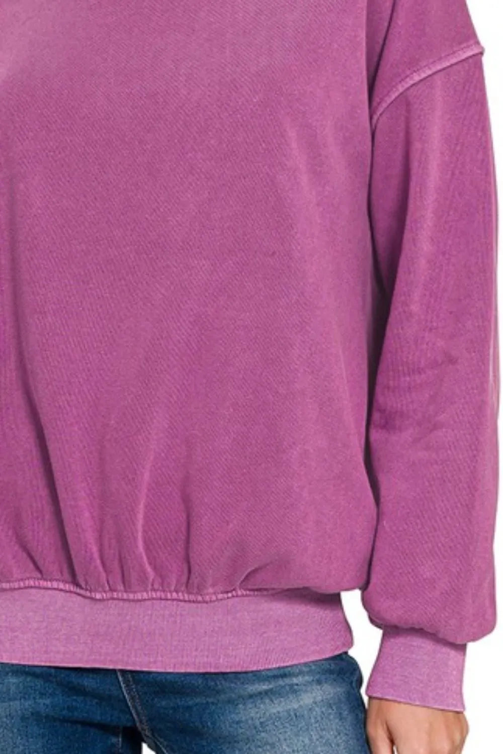 Zenana Soft Fleece Pigment Dye Round-neck Sweatshirts Sweatshirts