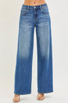 RISEN slouchy baggy jeans in blue denim with five-pocket faded wash