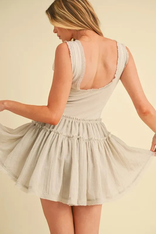 Aemi+Co Frill Sleeveless Drop Waist Mini Dress | Daverri Fashions