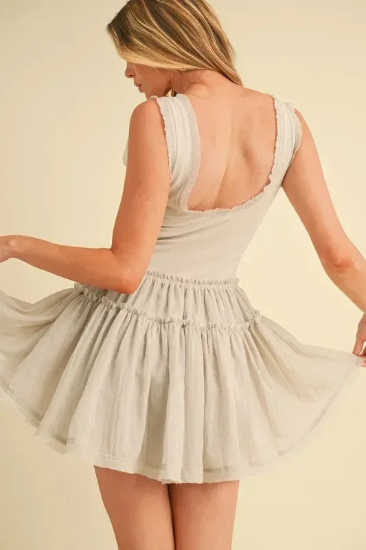 Aemi+Co Frill Sleeveless Drop Waist Mini Dress - DAVERRI FASHIONS