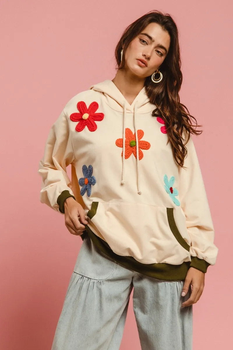 BiBi Patched Hoodie Top | Tops Daverri Fashions
