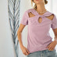 BiBi Rib Knit with Cut Out and Front Twist Detailed Top - DAVERRI FASHIONS