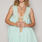 POL Embroidered Pearls Open Front Sleeveless Cardigan Pale Mint Cardigans
