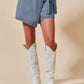 SO ME Wrap Braided Trimmed Denim Skort - DAVERRI FASHIONS