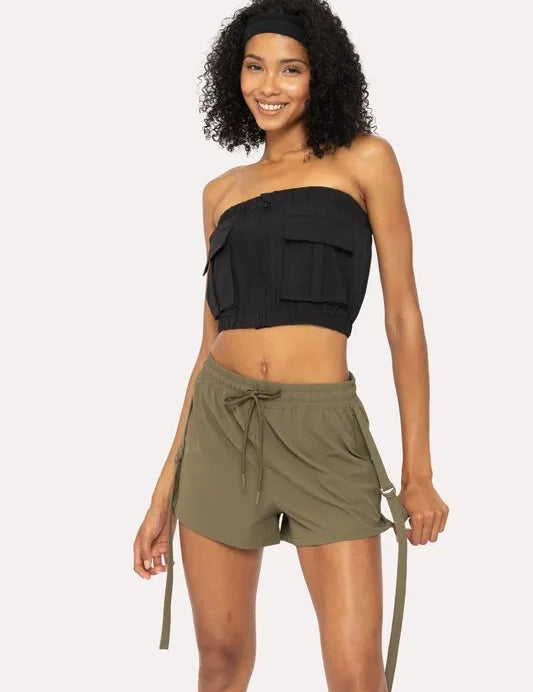 BLACK MONO B Cargochic Ribstop Tube Top | Tops Daverri Fashions