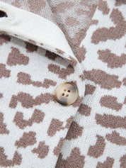 Leopard Drop Shoulder Chunky Knitted Cardigan | Cardigans Daverri Fashions