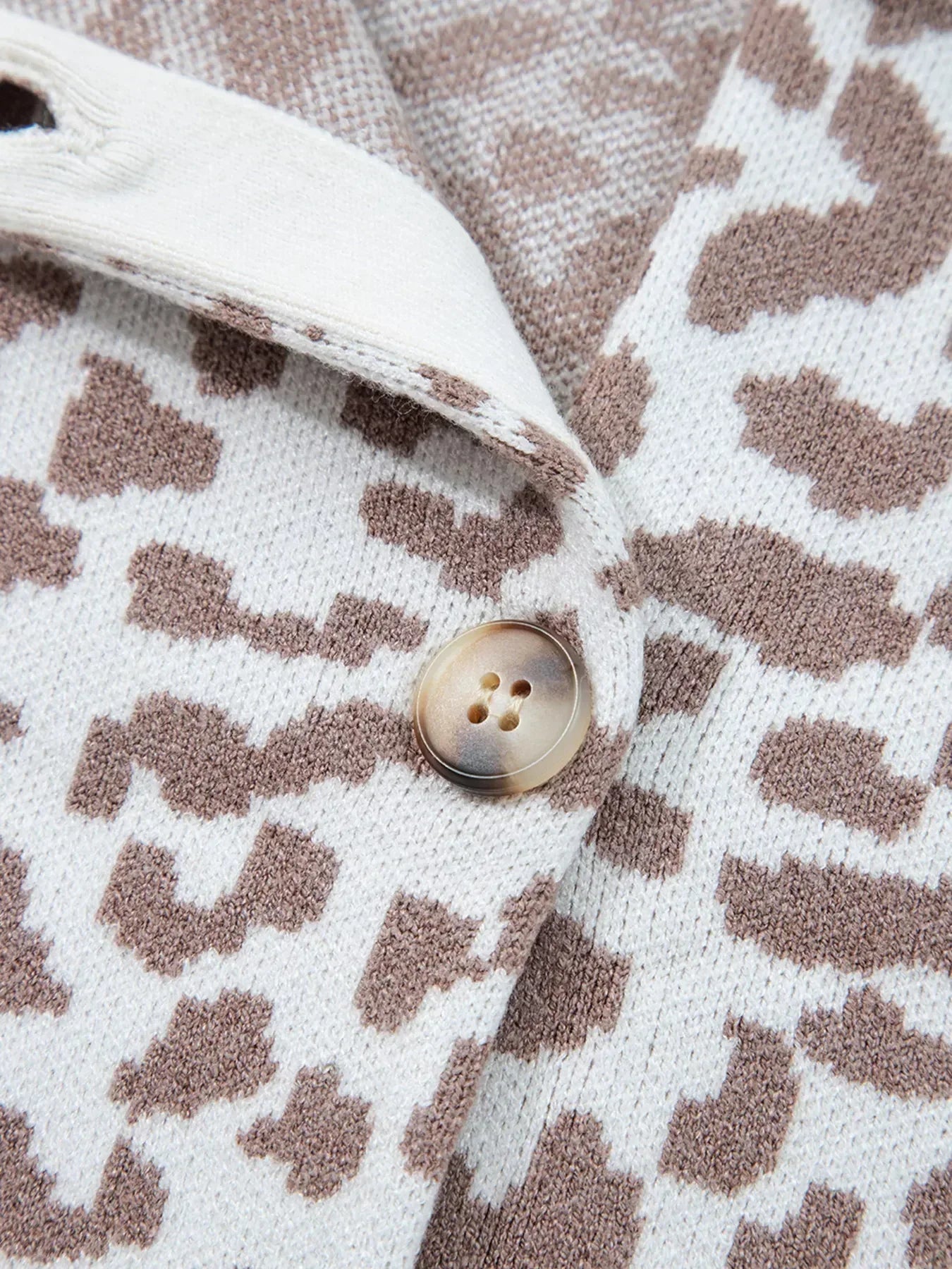 Leopard Drop Shoulder Chunky Knitted Cardigan - DAVERRI FASHIONS