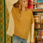 BiBi Cable Knit With Hacci Combo Sweater With Uneven Hem Detail - DAVERRI FASHIONS