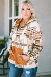 Geometric Quarter-Zip Hoodie | Hoodies Daverri Fashions