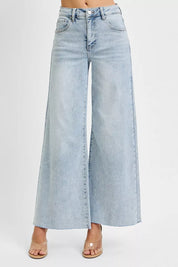 LIGHT RISEN Full Size High Rise Ankle Wide Palazzo Jeans Plus Size | Jeans Daverri Fashions