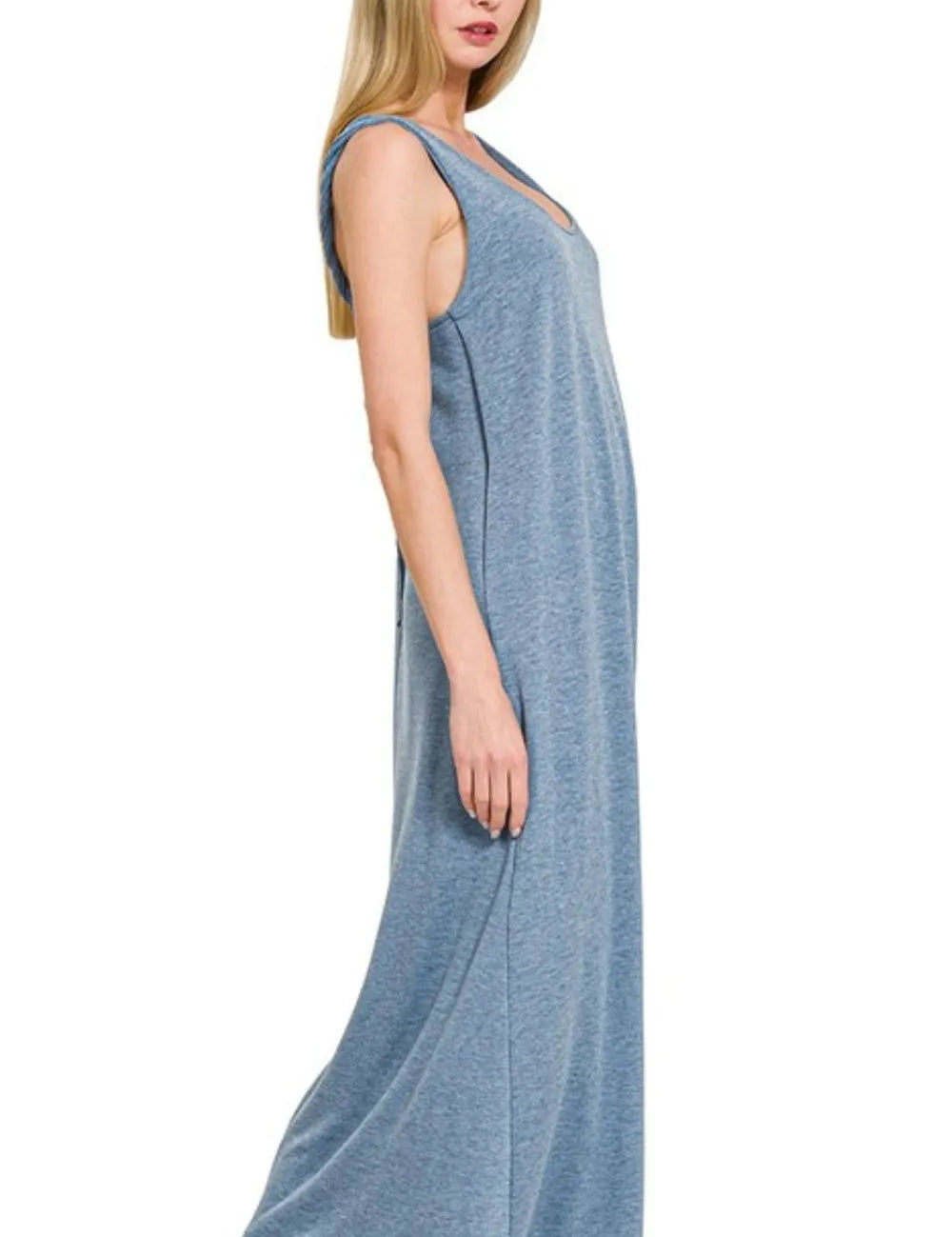 Zenana French Terry Twisted Strap Midi Dress | Daverri Fashions
