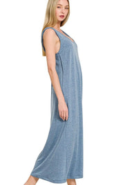 Zenana French Terry Twisted Strap Midi Dress | Daverri Fashions
