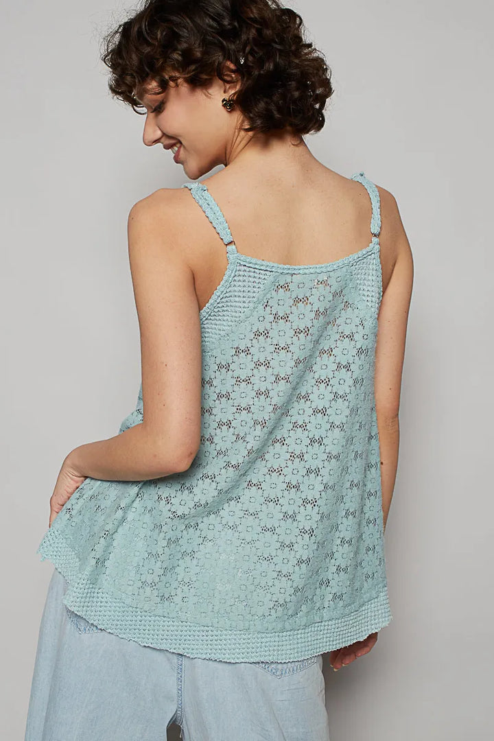 POL Lace V-Neck Cami Cami Tops