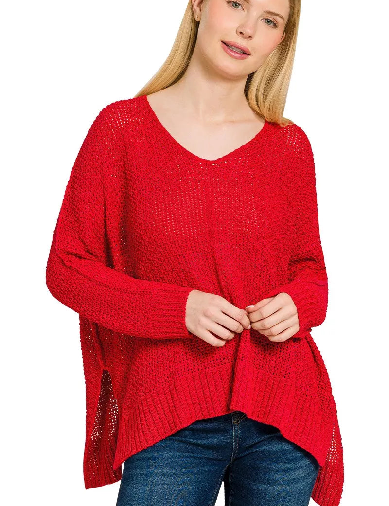 RUBY Zenana Dolman Sleeve V-Neck Sweater | Daverri Fashions