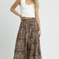 Umgee Drawstring Leopard Midi Skirt