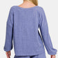 Zenana V-Neck Long Sleeve Ribbed Top and Shorts Set Short Sets
