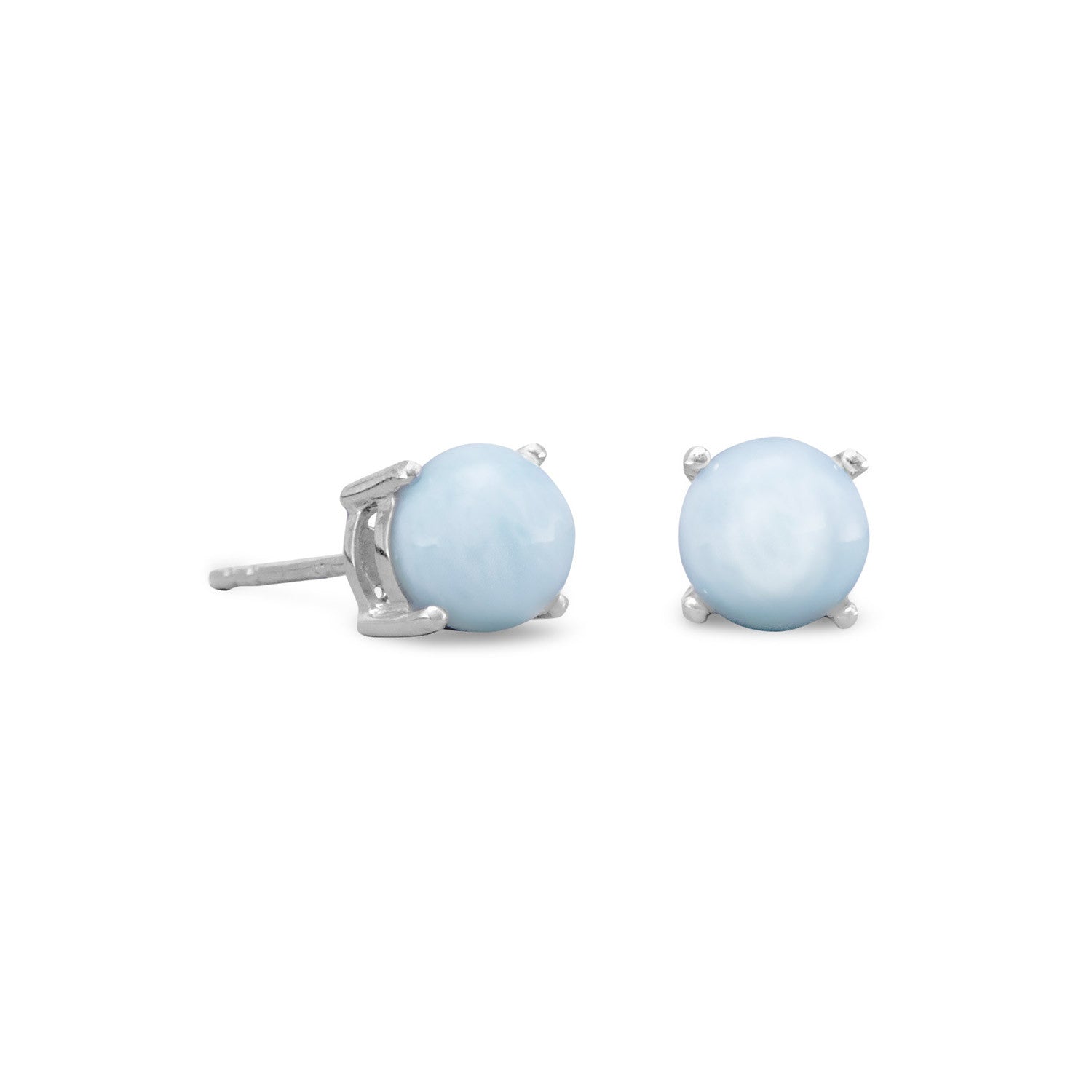 Rhodium Plated Larimar Stud Earrings Default Title Earrings