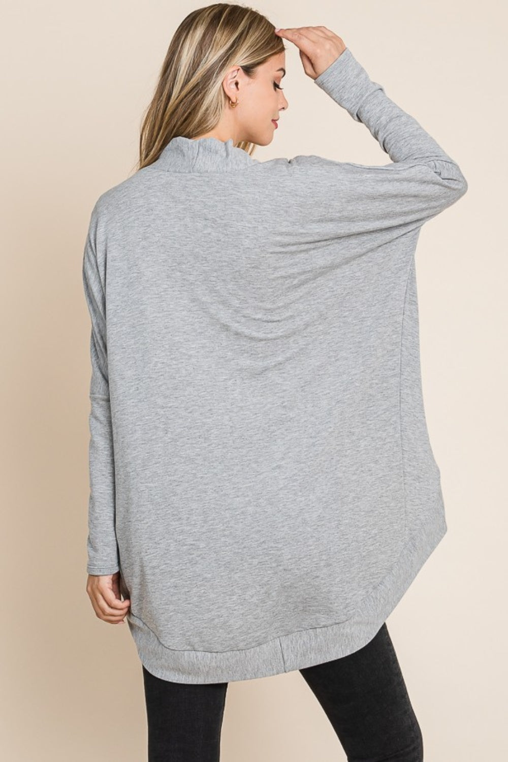 BOMBOM Open Front Long Sleeve Cocoon Cardigan | Daverri Fashions