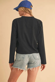 Aemi+Co Round Neck Long Sleeve T-Shirt | Daverri Fashions