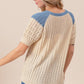 BiBi Textured Contrast Short Sleeve Sweater Sweaters