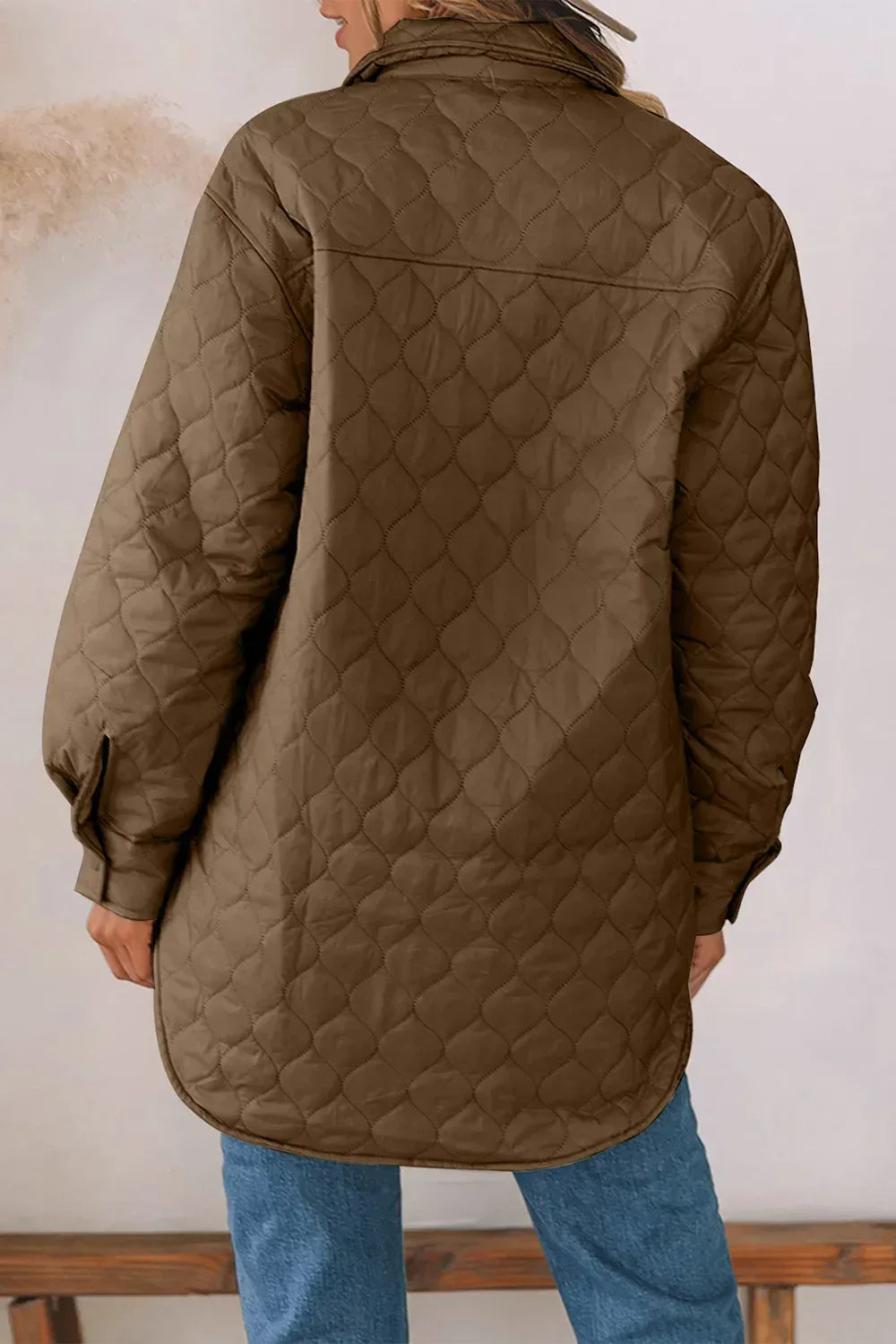 Snap Down Collared Winter Coat - DAVERRI FASHIONS