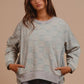 BiBi Mineral Washed Checkered Round Neck Denim Top - DAVERRI FASHIONS