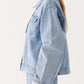 Daverri button down cropped oversized denim jacket, light-wash with rolled cuffs