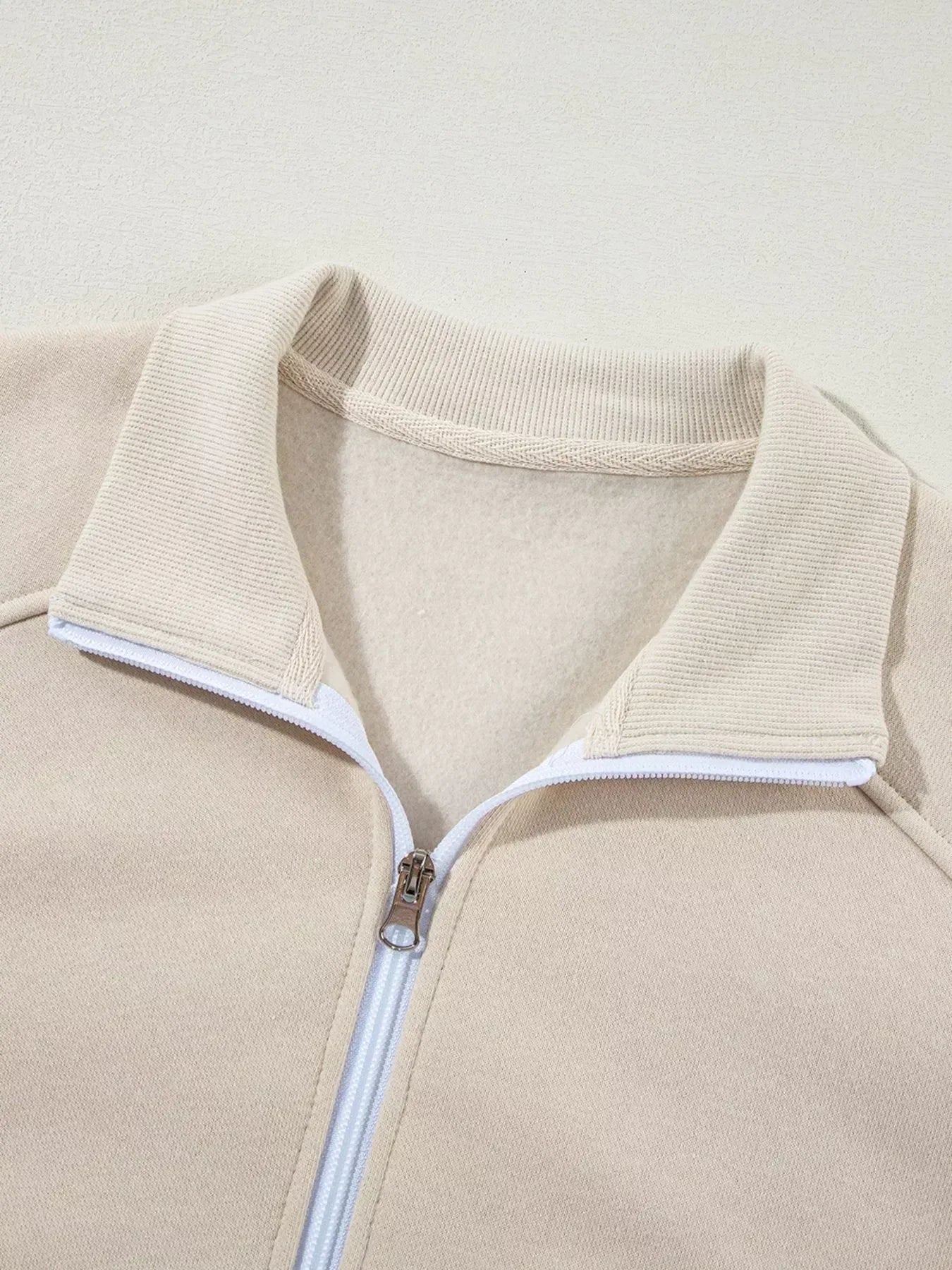 Drop Shoulder Zip Up Jacket and Drawstring Pants Active 2pcs Set - DAVERRI FASHIONS