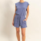HYFVE Round Neck Cap Sleeve Drawstring Waist Romper Rompers