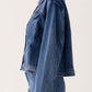 Daverri button down cropped oversized denim jacket in medium blue wash