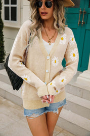 Angel Wings Daisy Pattern Button Front Cardigan | Cardigans Daverri Fashions