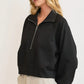 Umgee Full Size Half Zip Cropped Sweatshirt Plus Size