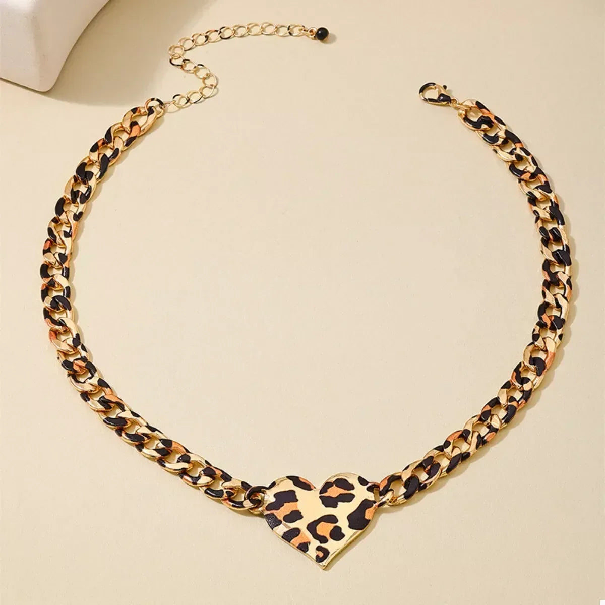 Leopard Heart Chain Necklace - DAVERRI FASHIONS