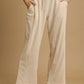 Umgee Drawstring Wide Leg Pants Cream Pants