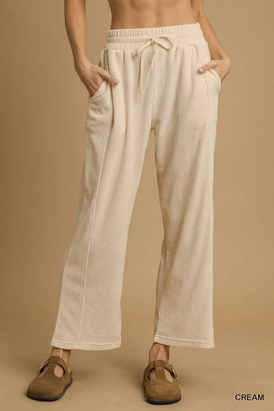 Umgee Drawstring Wide Leg Pants - DAVERRI FASHIONS