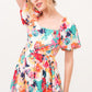 And The Why Square Neck Puff Sleeve Floral Dress Knee Length Dresses