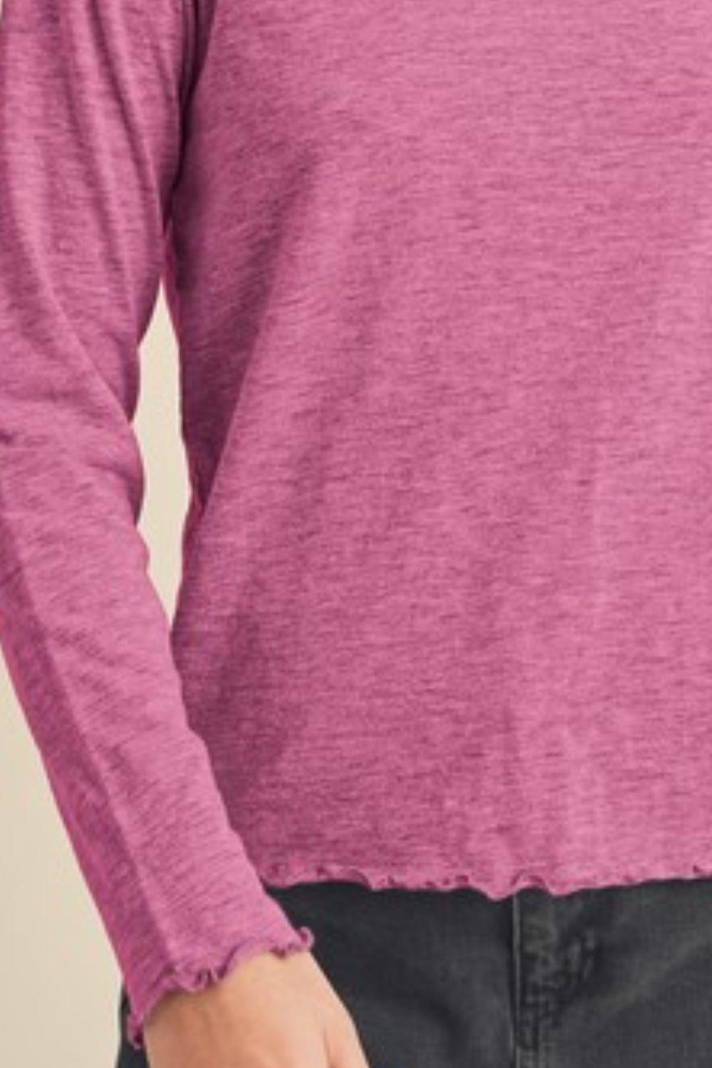 Aemi + Co Lettuce Hemline Round Neck Raglan Sleeve T-Shirt | T-Shirts Daverri Fashions