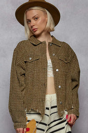 POL Raw Hem Button Up Jacket with Chest Pockets | Jackets Daverri Fashions