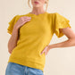 And The Why Double Layered Ruffle Sleeves Sweater Top MUSTARD Sweaters