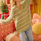 BiBi Striped Long Sleeve Sweater - DAVERRI FASHIONS