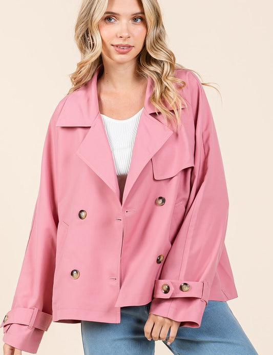 Mittoshop Double Breasted Long Sleeve Trench Coat Jacket Jackets