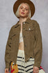POL Raw Hem Button Up Jacket with Chest Pockets Olive Jackets