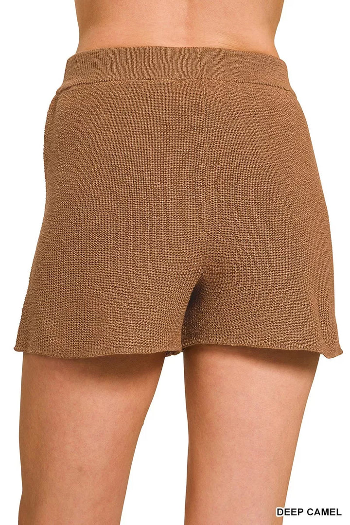 Zenana Round Neck Knit Top and Shorts Sweater Set | Daverri Fashions